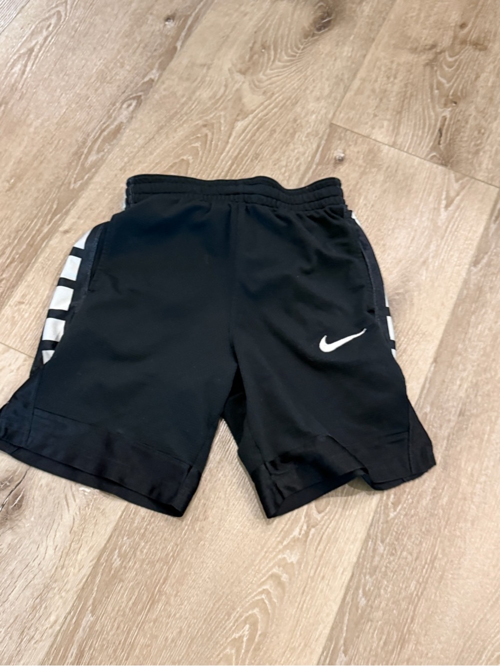 Nike Black Kids Athletic Shorts with White Swoosh